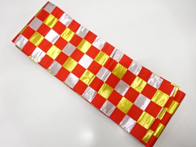 JAPANESE HANHABA OBI FOR DANCE / WOVEN CHECKERED